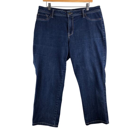 Westport Signature Fit Jean Capris Women's 14 Blue Dark Wash Cotton Stretch - Picture 1 of 11